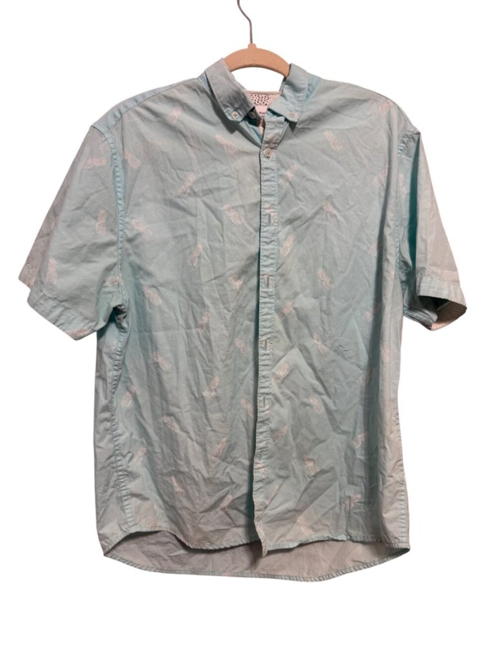 Denim & Flower Ricky Singh Mens XL Pineapple Print Slim Fit Button-Down Shirt